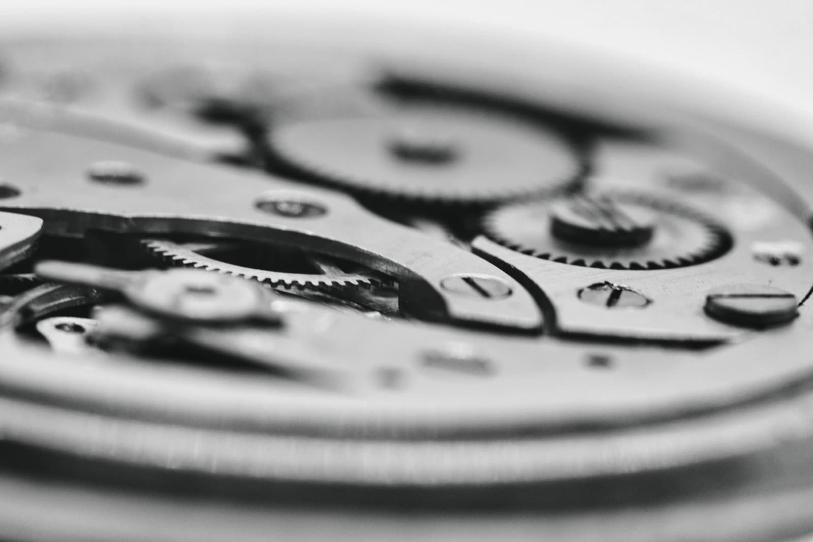 Close-up of watch gears and movement parts